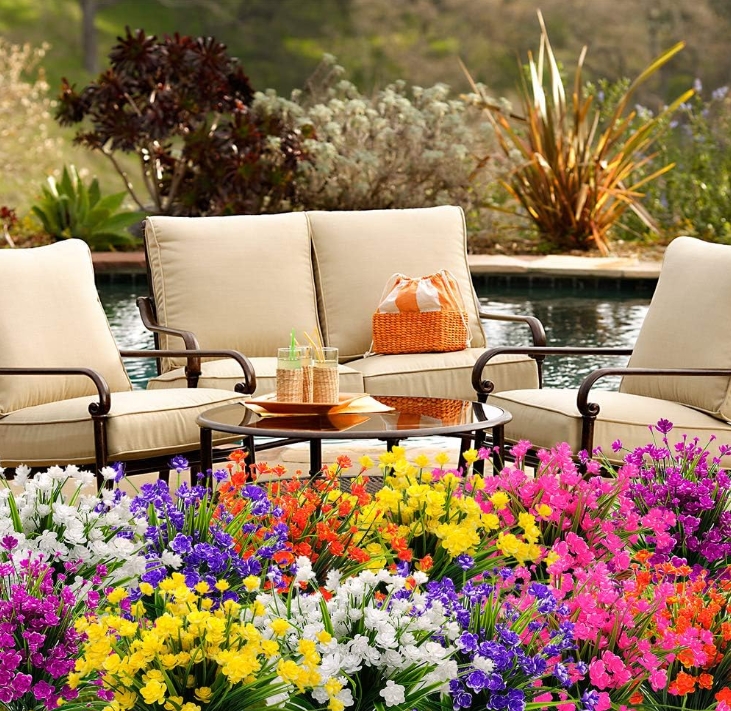 Gypsophila Artificial Flowers Outdoor Decoration UV Resistant No Fade Faux Plastic Plants Garden Porch for Window Kitchen Office