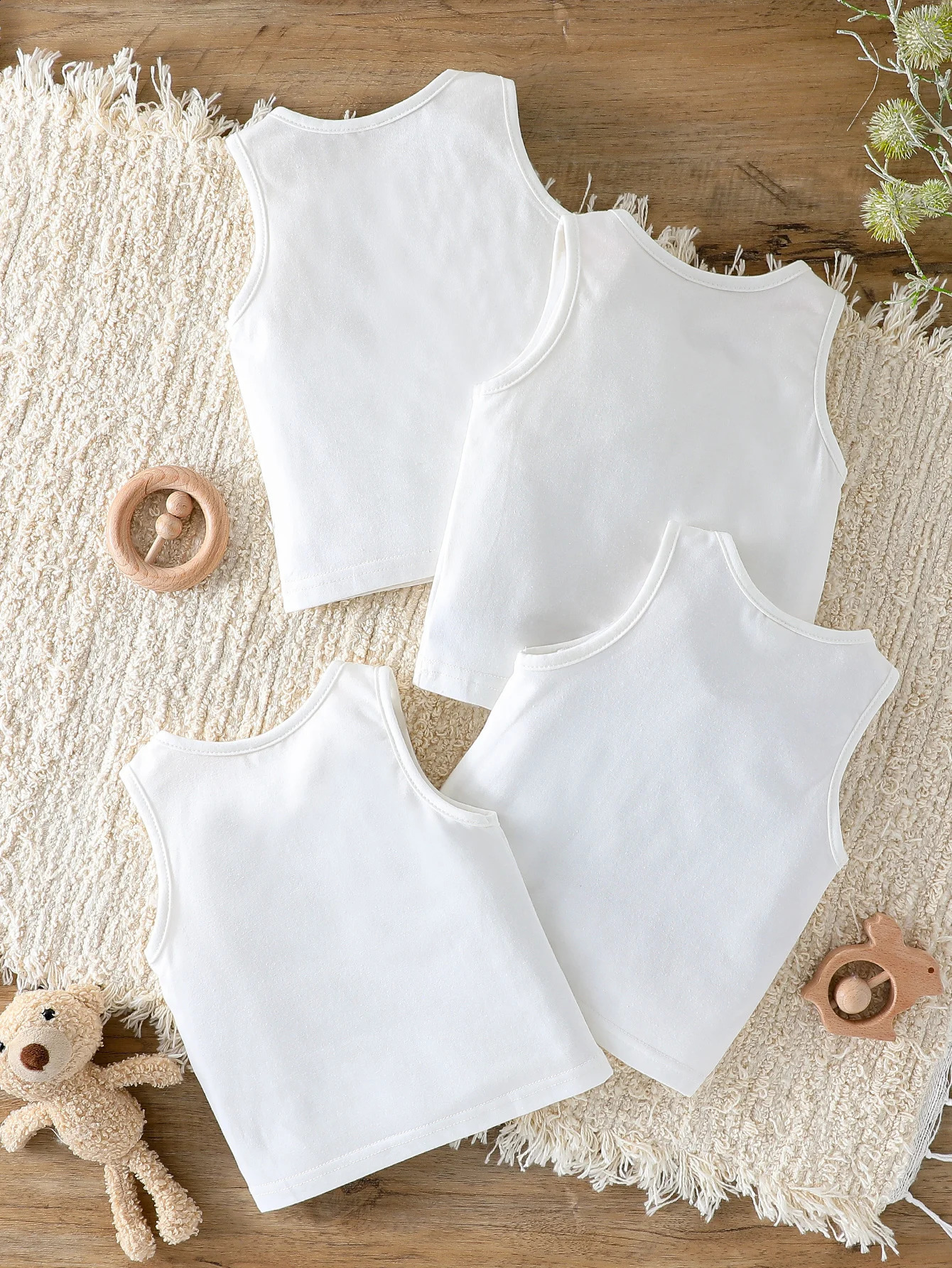 4Pcs Summer Childrens Unisex Vest Top Baby Boys Girls Pure Solid Colors Sleeveless Casual sporty Tank Clothing For 12Y 250517z