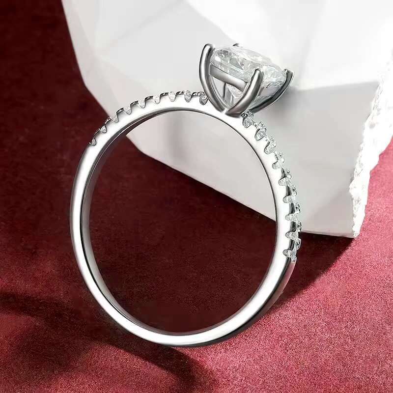 BXINY 1/2/3CT Cushion Cut Moissanite Ring Sterling Sier GRA Certified Lab Dia For Women Wedding Band Fine Jewelry Gift