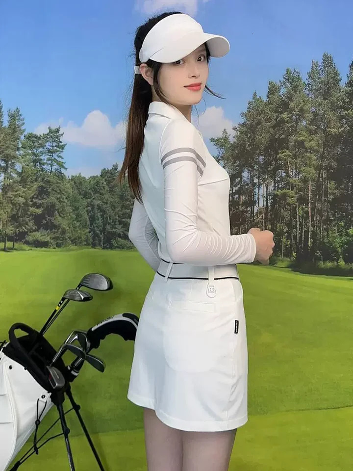 BLK TEE golf white clothing set summer ice silk sleeve polo top woman zipper high quality shirt ladies sports skirt suit 250522