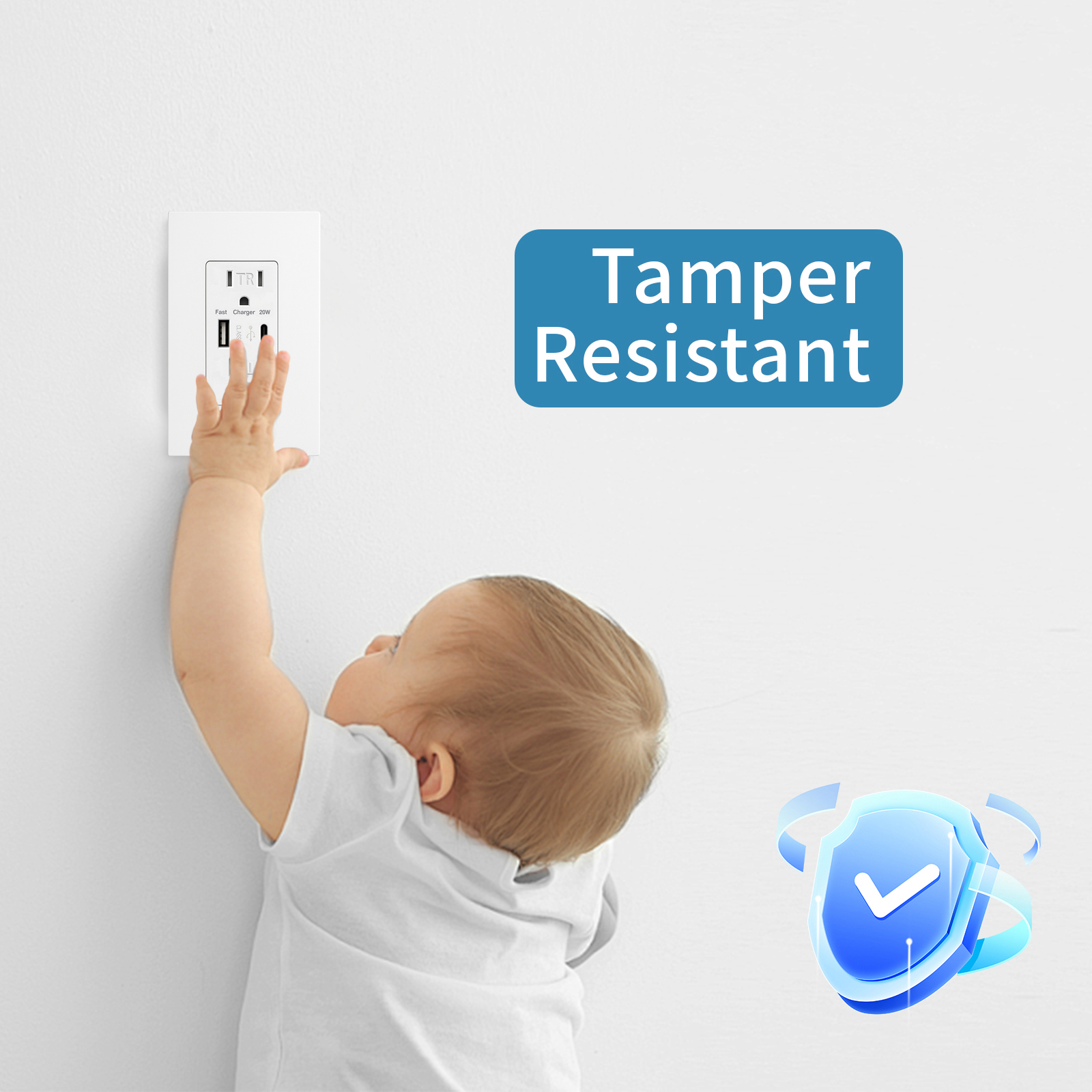 USB Wall Outlet with 20W Fast Charging, Type-C & Type-A Dual Ports USB Outlets, Tamper-Resistant USB Receptacle , 15A ETL Order inquiry back office