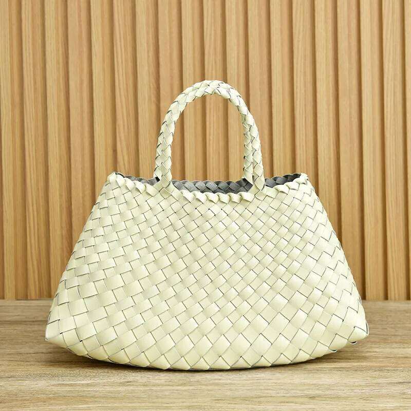 New designer Handmade Women's Tote Genuine Cowhide Basket Purse French Style Shoulder Bag High Quality Dragon Woven Genuinue Leather