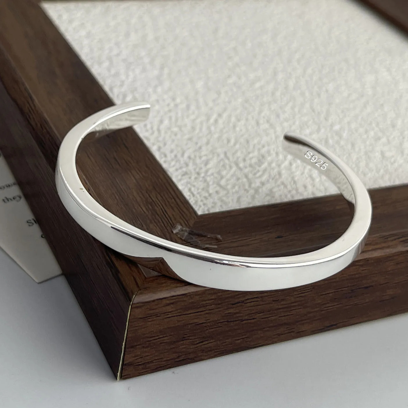 925 Sterling Silver Bracelets for Women Men String Accessories Trend Vintage Narrow Simple Pendant Party Jewelry Gift 250522