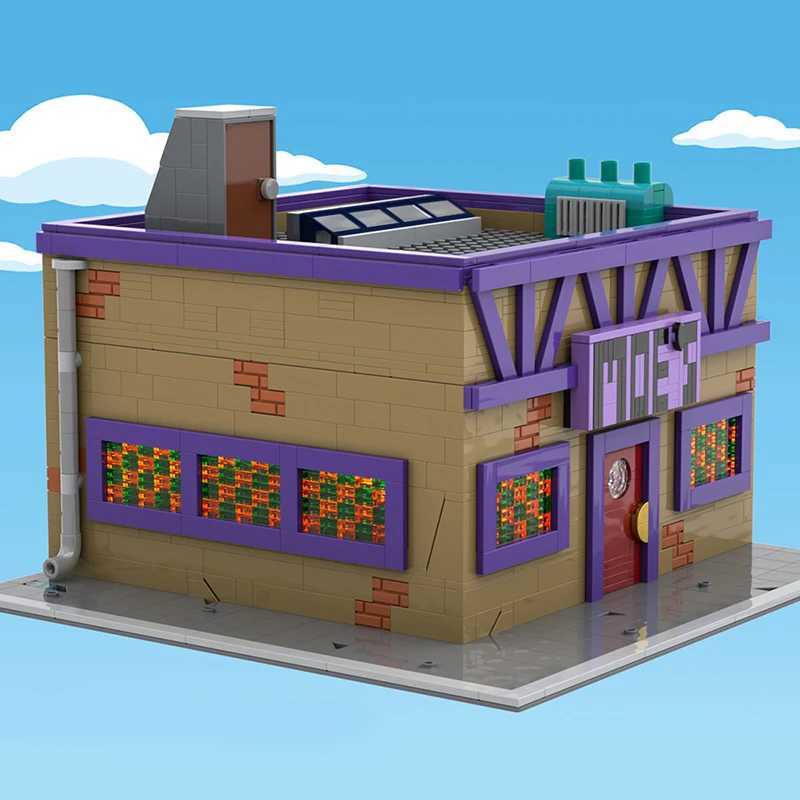 Bricklink Ci House Anime Simpsoned Modular Moes Tavern Model Architecture Street View Building Blocks Kid Toys Gift W250522