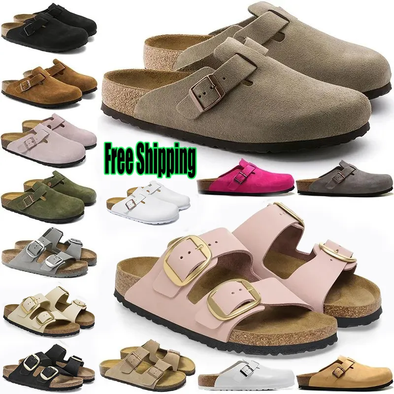 Designer sandals men women berkinstocks clogs black brown white light green purple sude leather mens slides outdoor slippers beach shoes size 35-46