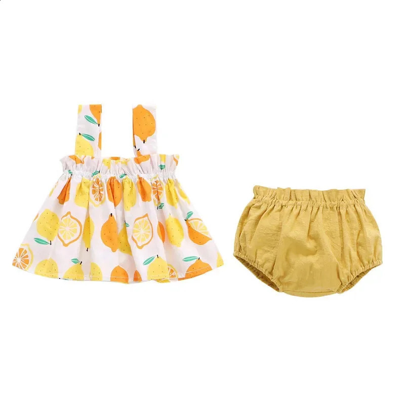 Summer born Baby Clothes For Girls Boys Set Print Thin Mini Dress And PP Shorts 2Pcs Infant Clothing Outfit 624M 250517z