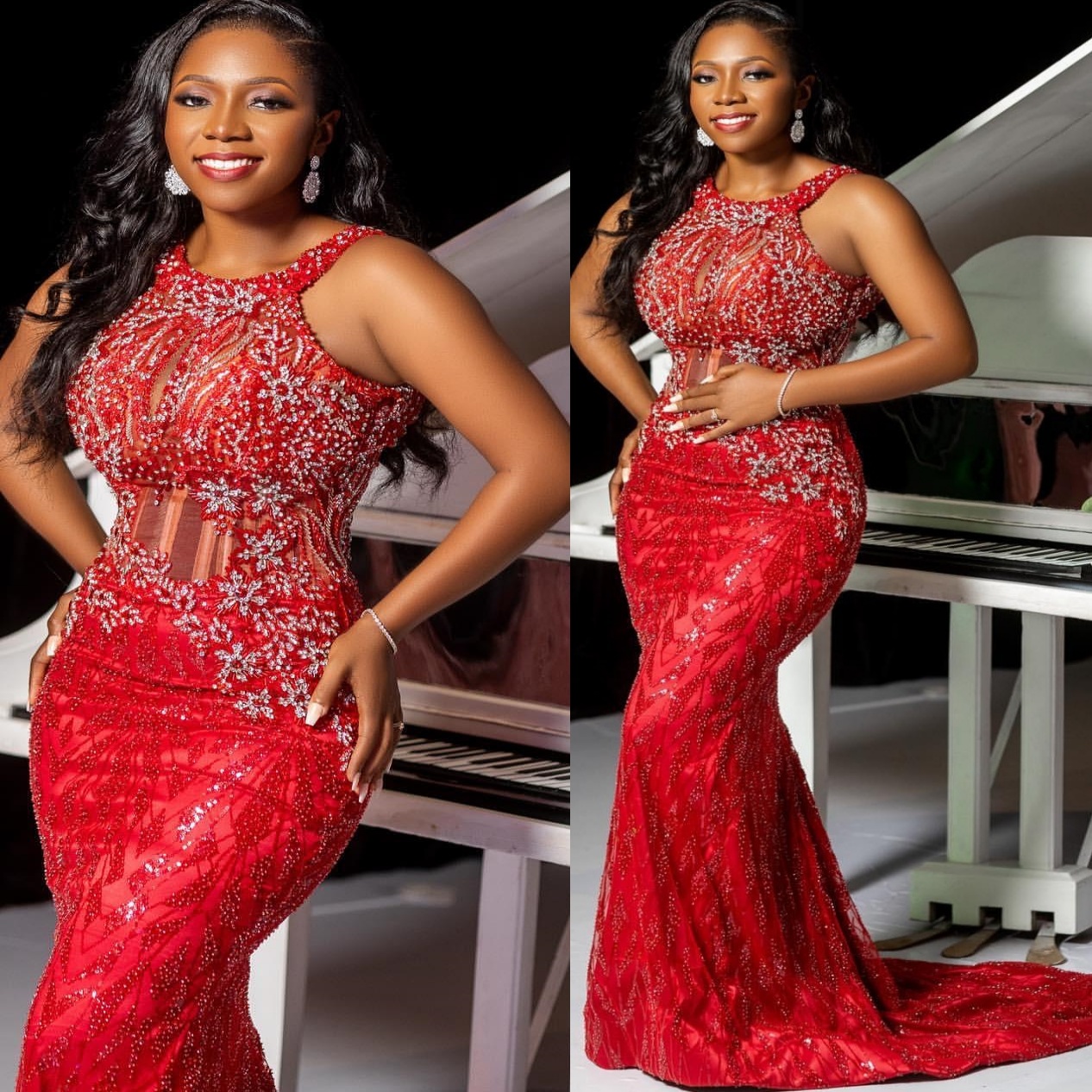 Mermaid Red Plus Size Prom Dresses 2025 Sequined Crystals Beaded Sparkly Evening Formal Party Second Birthday Engagement Gowns Dress For Special Occas