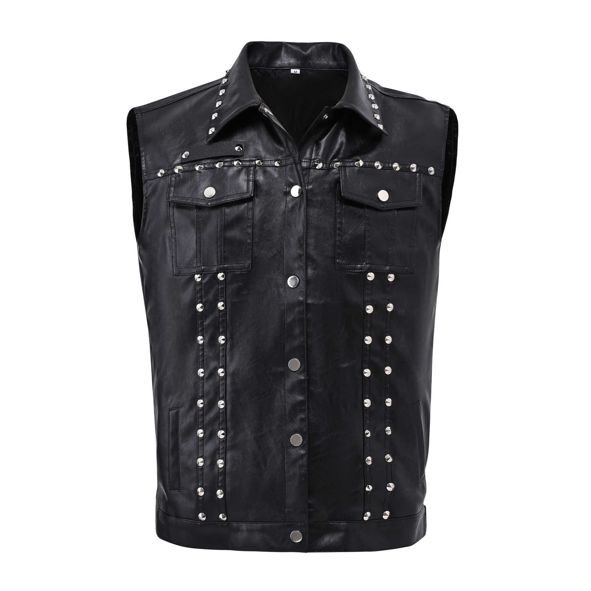 Trendy men's spring, summer and autumn waistcoats, Korean version, slim and cool, riveted, sleeveless, shoulder straps, trendy waistcoats, cross-