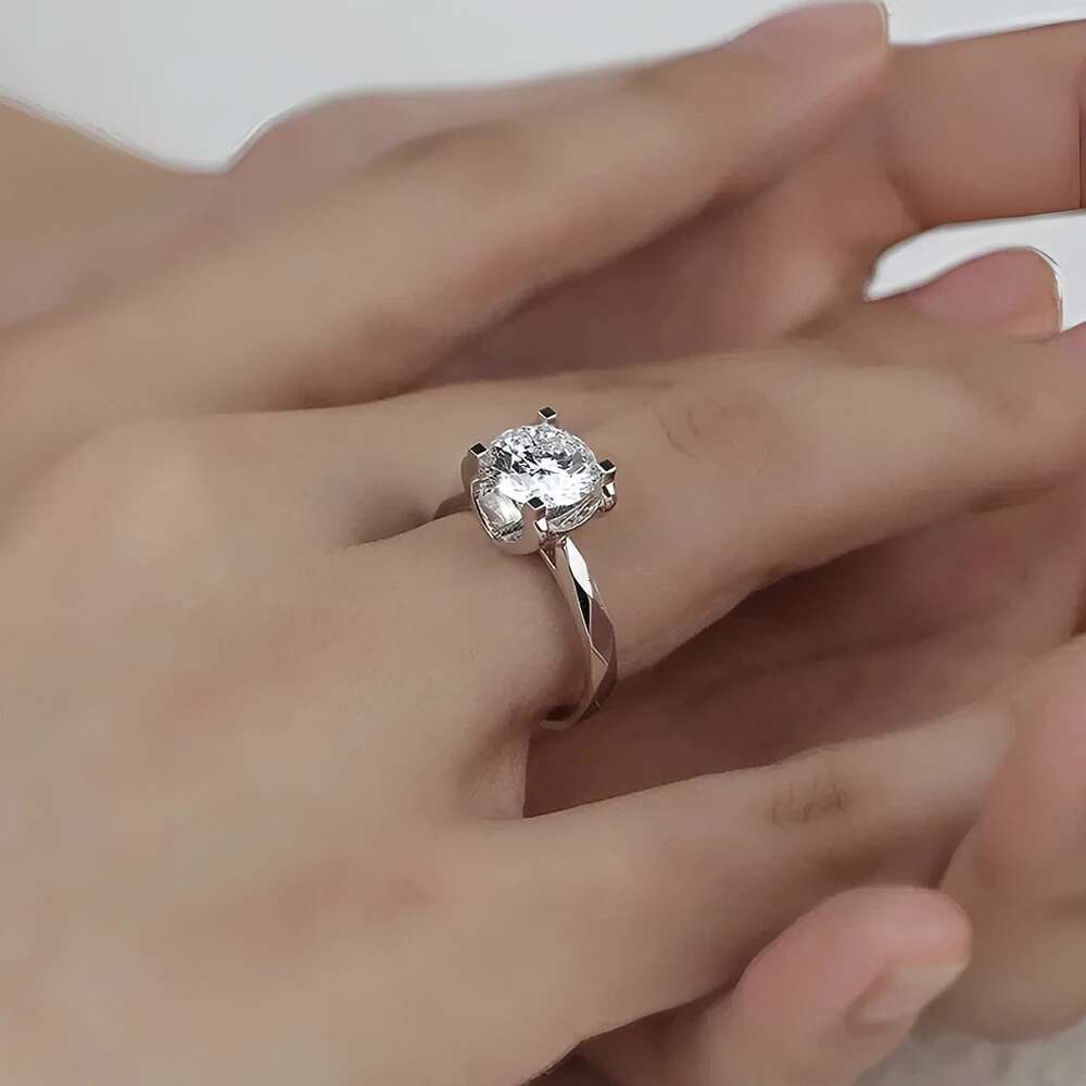 BXINY GRA Certified Moissanite Ring Sterling Sier D Color Lab Dia Solitaire Wedding Band for Women Gift Jewelry