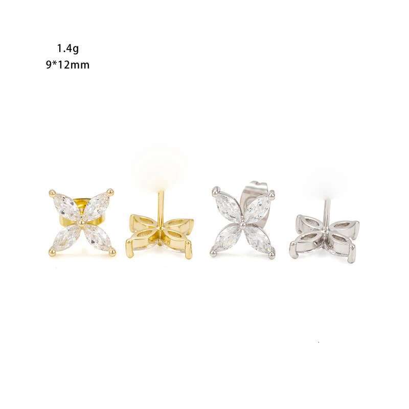 9x12mm Iced Marquise Moissanite Clover Earrings Screwback 925 Sterling Silver Fine Jewelry Bling Diamond Stud Earrings Wholesale