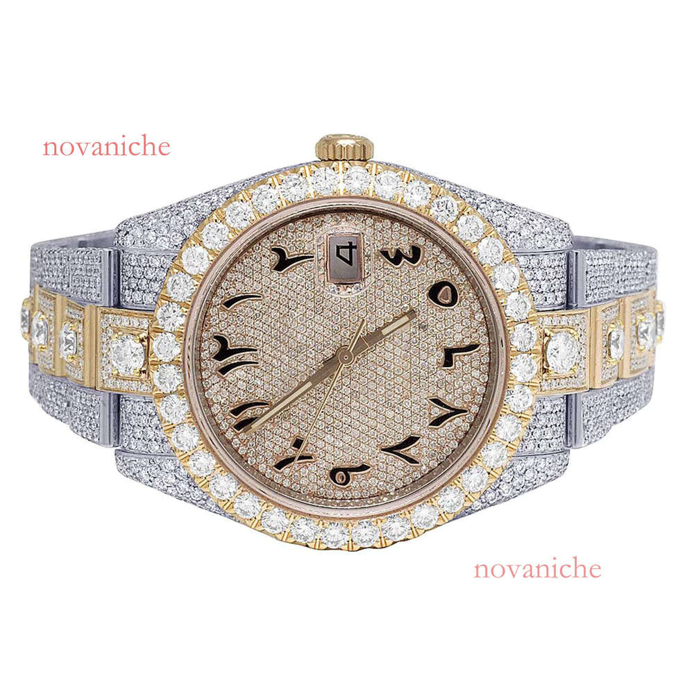 High-quality two-tone wristwatch with a completely chilled Arabic dial VVS date display, stylish and shiny, suitable for trendsetters