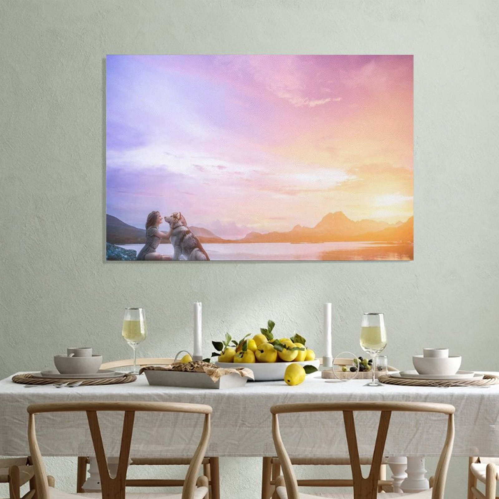 Hanging Picture-Rectangle Animal Pet Dog Loves Unframe-style Canvas Prints Wall Painting Wall Art Decor Print Picture Paintings for Living Room Gift F