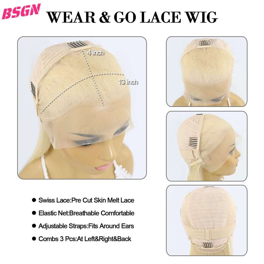 613 Bob 250% 13X4 HD Transparent Lace Frontal Wigs 100% Human Hair For Woman Wear and Go Glueless Wig