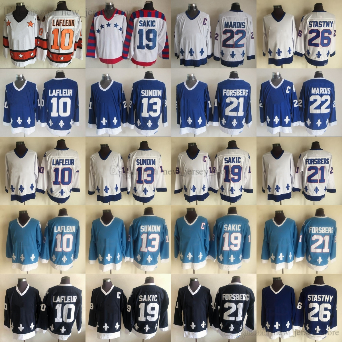 Vintage CCM Hockey 19 Joe Sakic Jersey Throwback 10 Guy Lafleur 21 Peter Forsberg 13 Mats Sundin 22 Mario Marois 26 Peter Stastny Jerseys Ice Sport Classic Retro