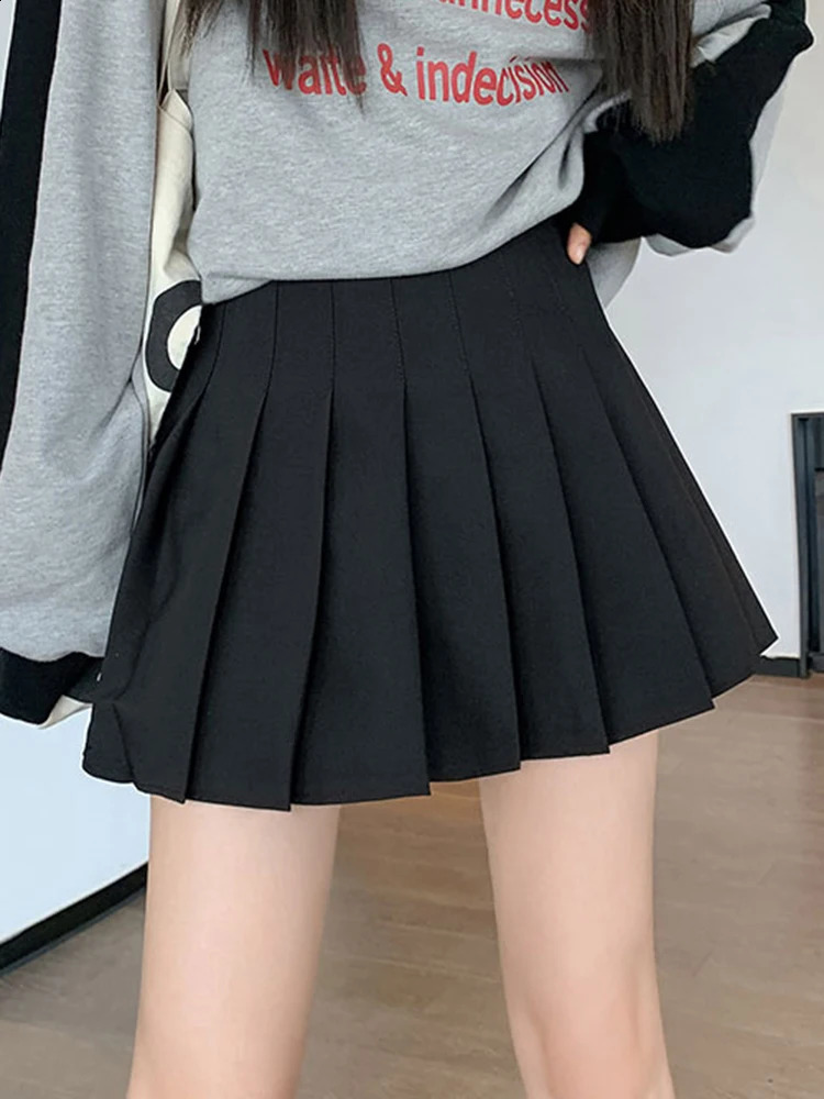 zjaiss White Women Pleated Skirts Summer High Waist Zipper Girls Dancing JK Mini Black Fashion Student A Line Faldas 2025 250513Z