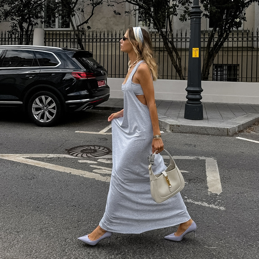 Womens Elegant Long Sexy Dresses Strap Vest Set Summer Casual Temperament Dresses for Women