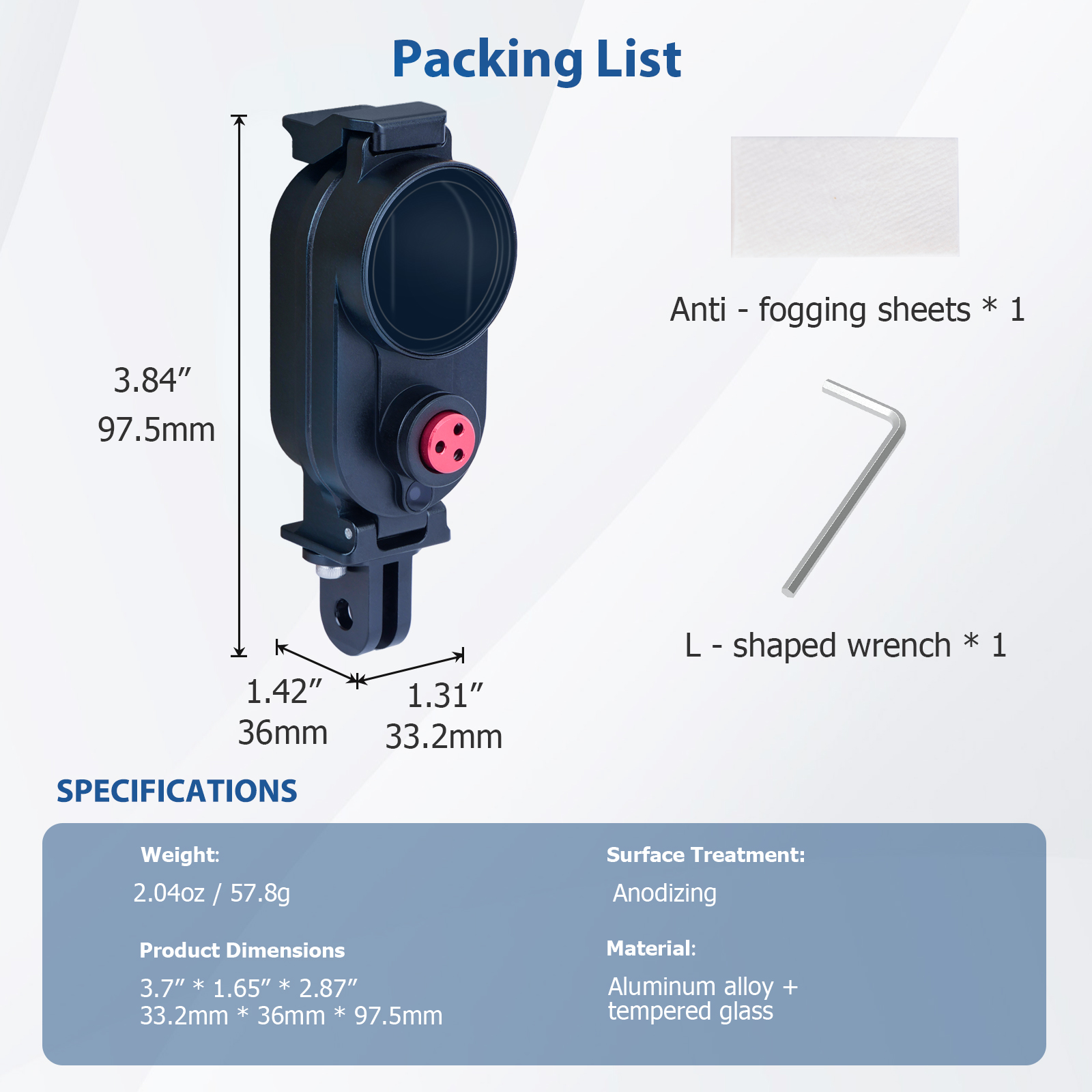 Aluminum Waterproof Case forGo3 Go3s 80M Deep Waterproof Camera Housing with Dual Interface for Insta360 Go3 Go3s, 63091