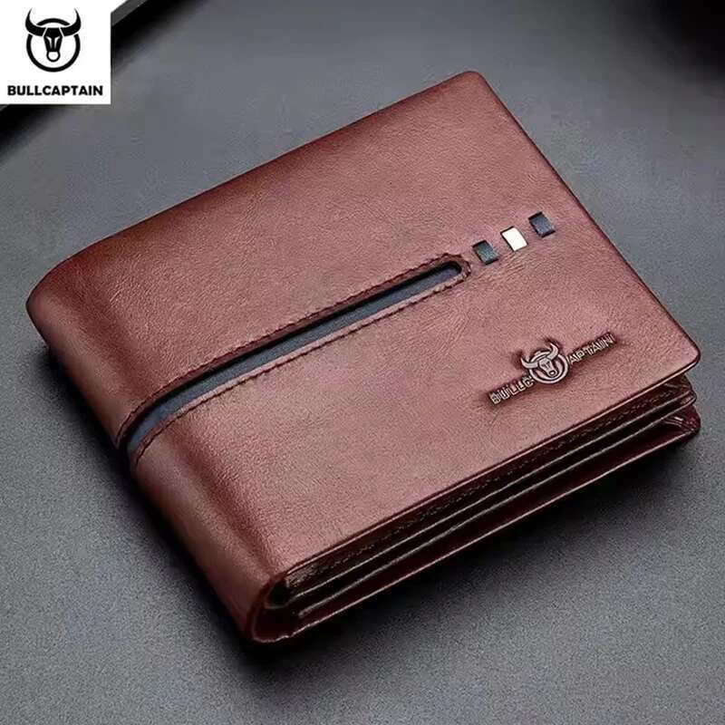 BULLCAPTAIN Genuine Leather Male Brand Designer Business Multi-function Storage Purse Rfid Card Package Wallet Men