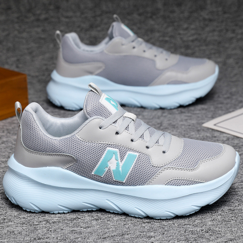 Unisex New Design Fashion Mesh Breathable Trendy Shoes Men Comfortable Low Top Running Shoes Casual Sports Sneakers All black Grayish blue Light purpl
