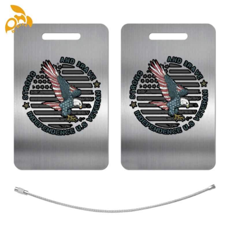 Free delivery. TOP designers customize lightweight high-quality rectangular stainless steel lage tags in white and black.