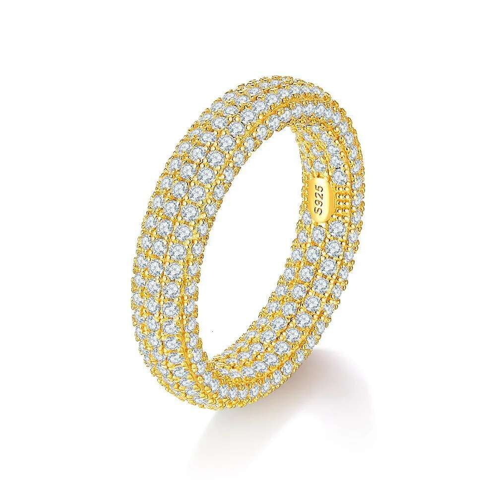 Iced Out D Color Moissanite Eternity Ring 925 Sterling Silver Women Men Hiphop Bling Diamond Wedding Band Pass Tester Wholesale