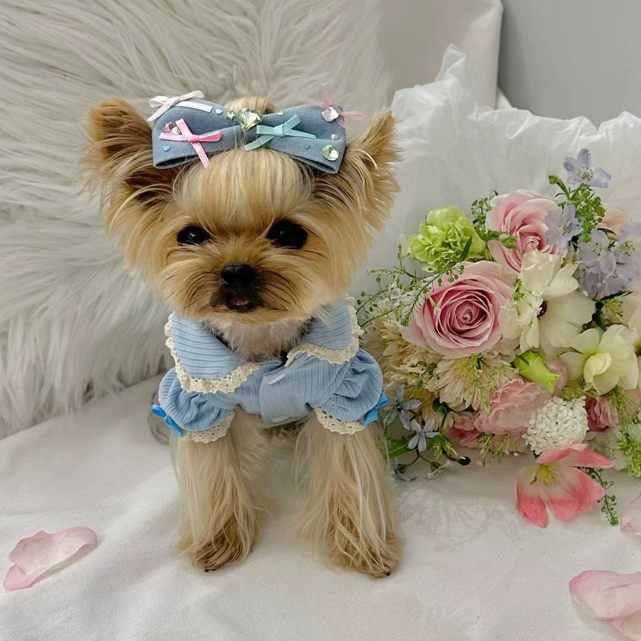 T00269 Pet Clothes Yorkshire Maltese Sleeveless Shirt Small Dogs Dogs Cats Simple Plaid Clothes