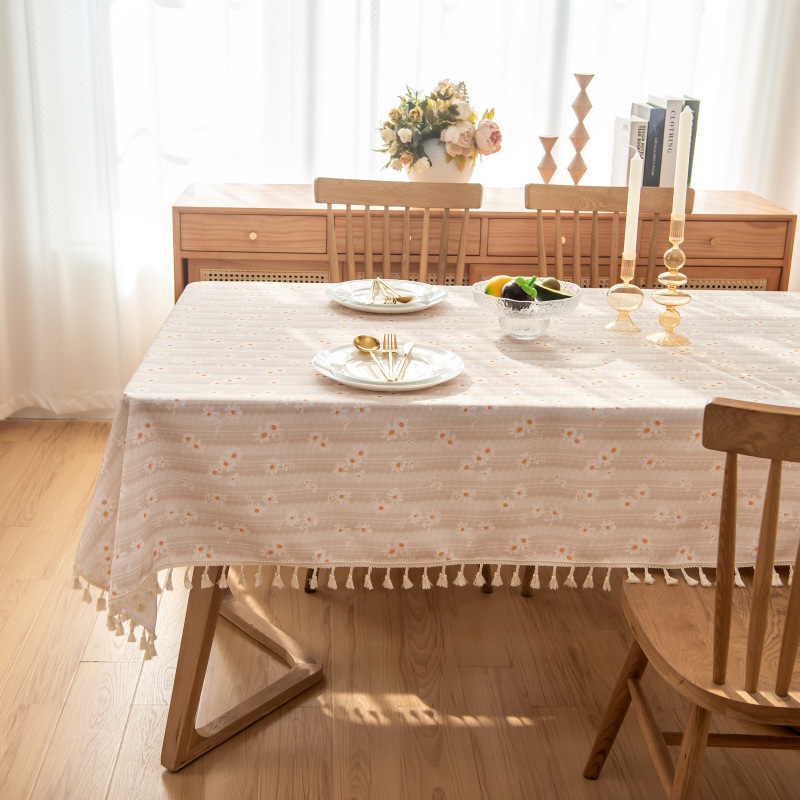 B277 Japanese style simple cotton and linen fabric tpu tablecloth wash-free waterproof and oil-proof tablecloth rectangular anti-scalding coffee table