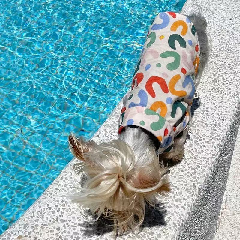 T00270 Pet clothes sleeveless contrast color POLO vest elastic breathable thin Yorkshire Maltese dog clothes