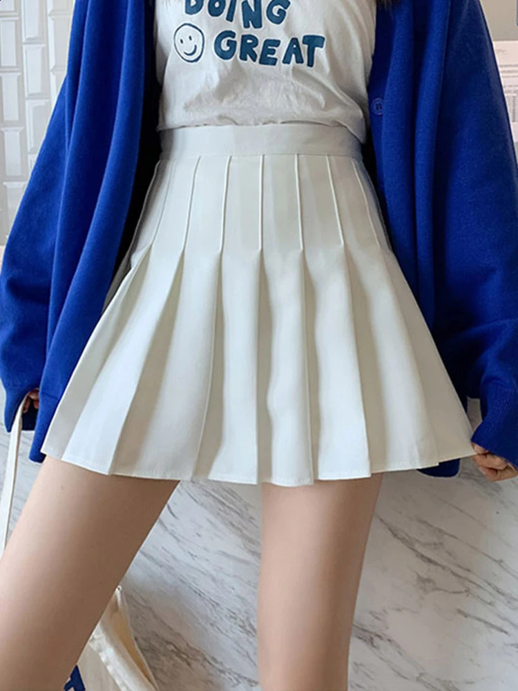 zjaiss White Women Pleated Skirts Summer High Waist Zipper Girls Dancing JK Mini Black Fashion Student A Line Faldas 2025 250513Z