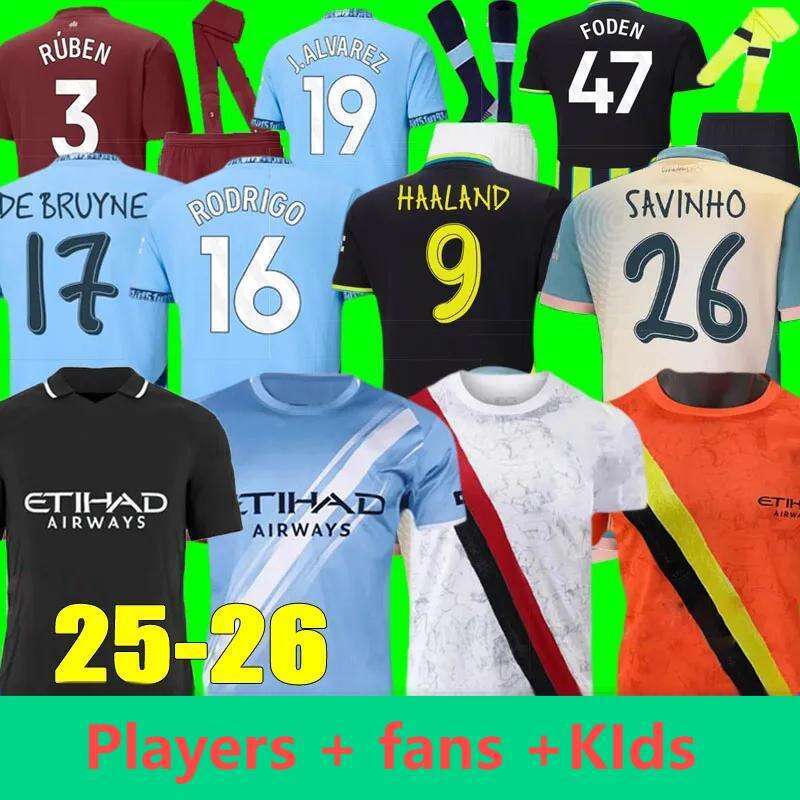 24 25 26 Man CityS HAALAND MARMOUSH soccer jerseys 2024 2025 2026 GUNDOGAN SAVINHO GREALISH FODEN football shirt DE BRUYNE Doku Rodrigo EDERSON MEN KIDS goalkeeper