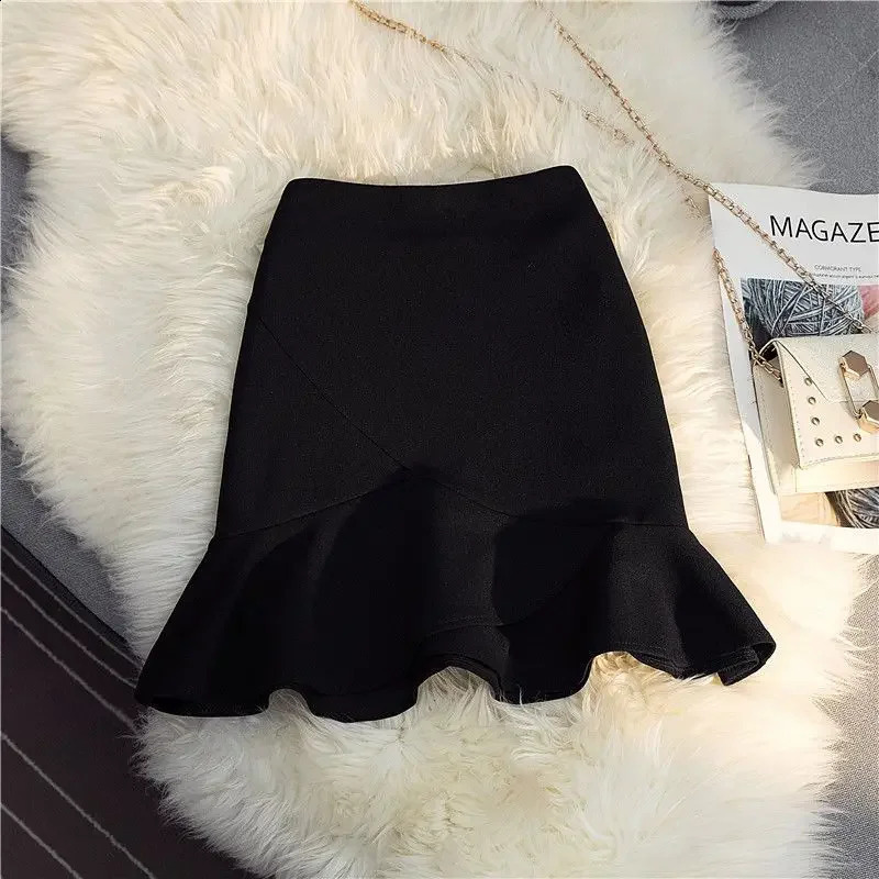 Women Ruffles Mini Skirt Sexy Sweet High Waist Office Lady Hipwrapped Elegant Aline Solid Color Zipper Faldas Mujer 250513Z