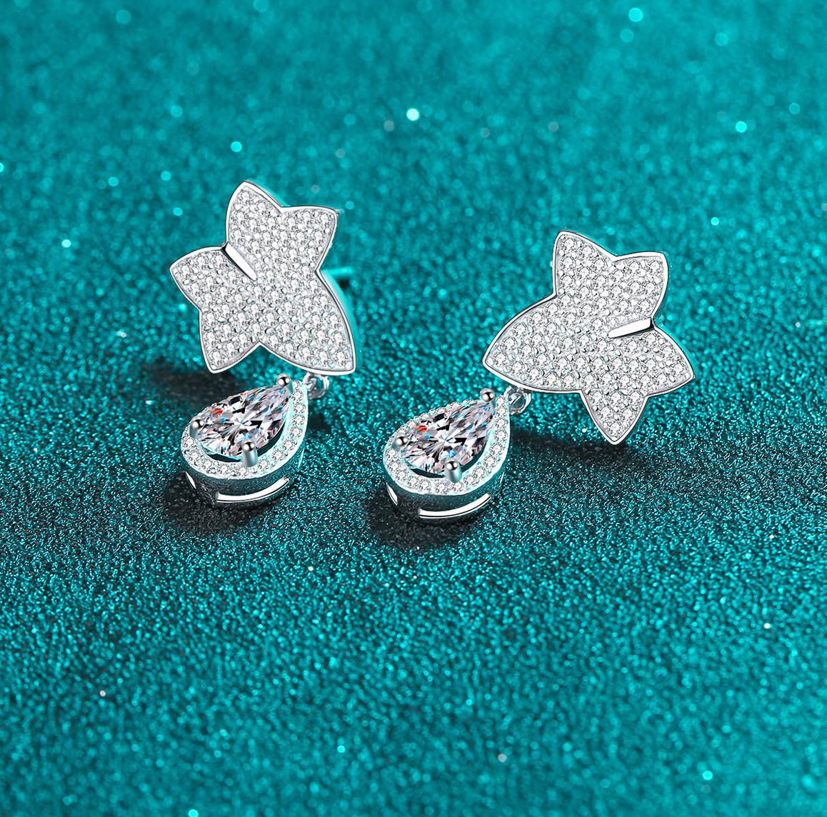 Chic Women's Gemstone Accented Pt950-Gilded Silvery Ear Adornments Featuring Natural Looking Simulated Diamonds