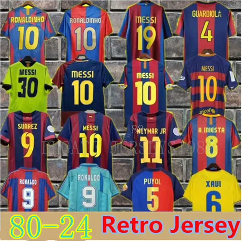 Barcelone Retro Soccer Jerseys RONALDINHO A.INIESTA 01 02 03 04 05 06 07 08 09 10 11 12 13 14 15 16 17 18 19 vintage football shirt T 2003 2004 2005 2006 2007 2008 2009 2010 7777