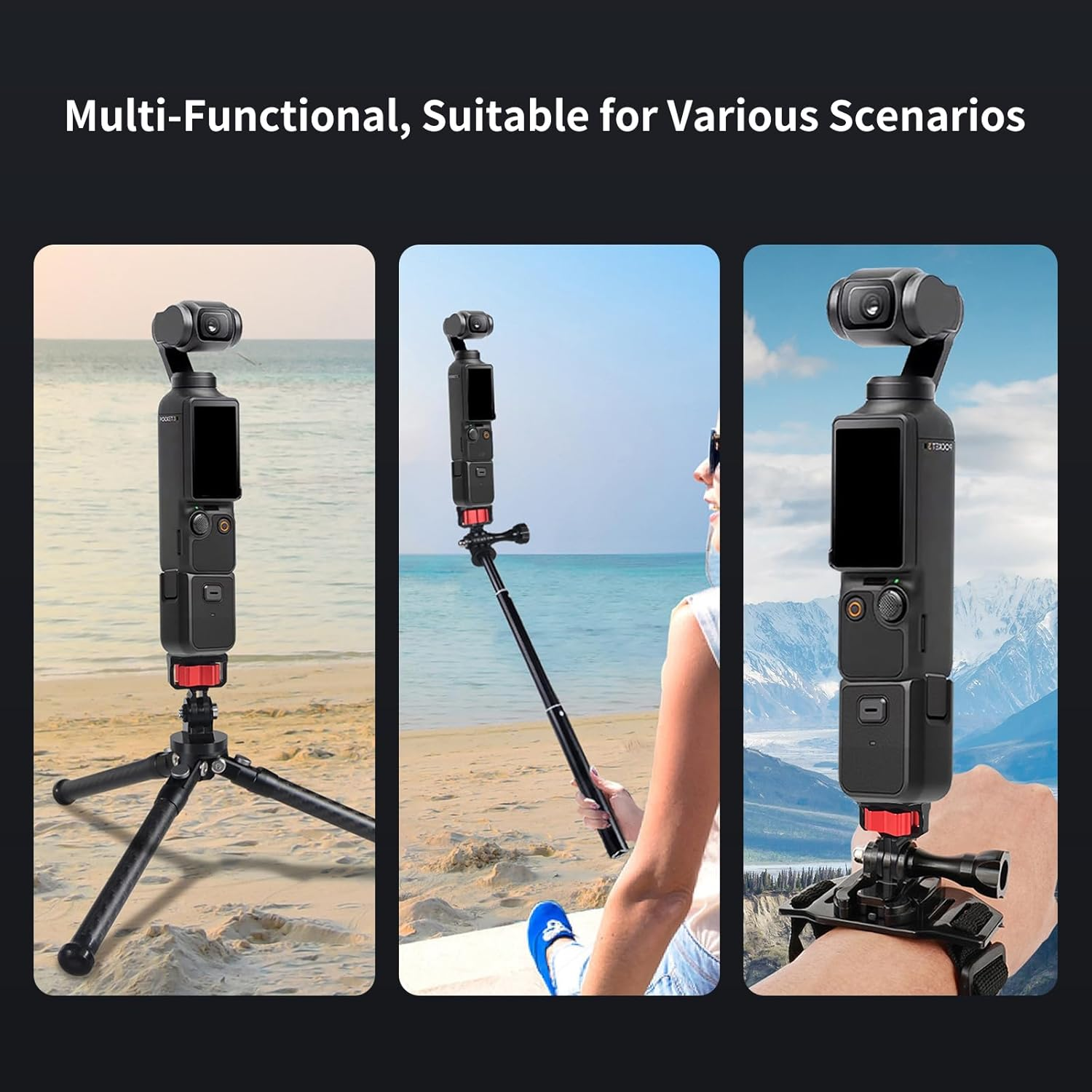 Aluminum Camera Tripod Mount Adapter, 1/4" 20 Camera Mount for DJI Osmo Pocket 3/ Hero 13/12/11/10/9 Insta360 X4/X3/ DJI Action 5 Pro/4/3 and Oth