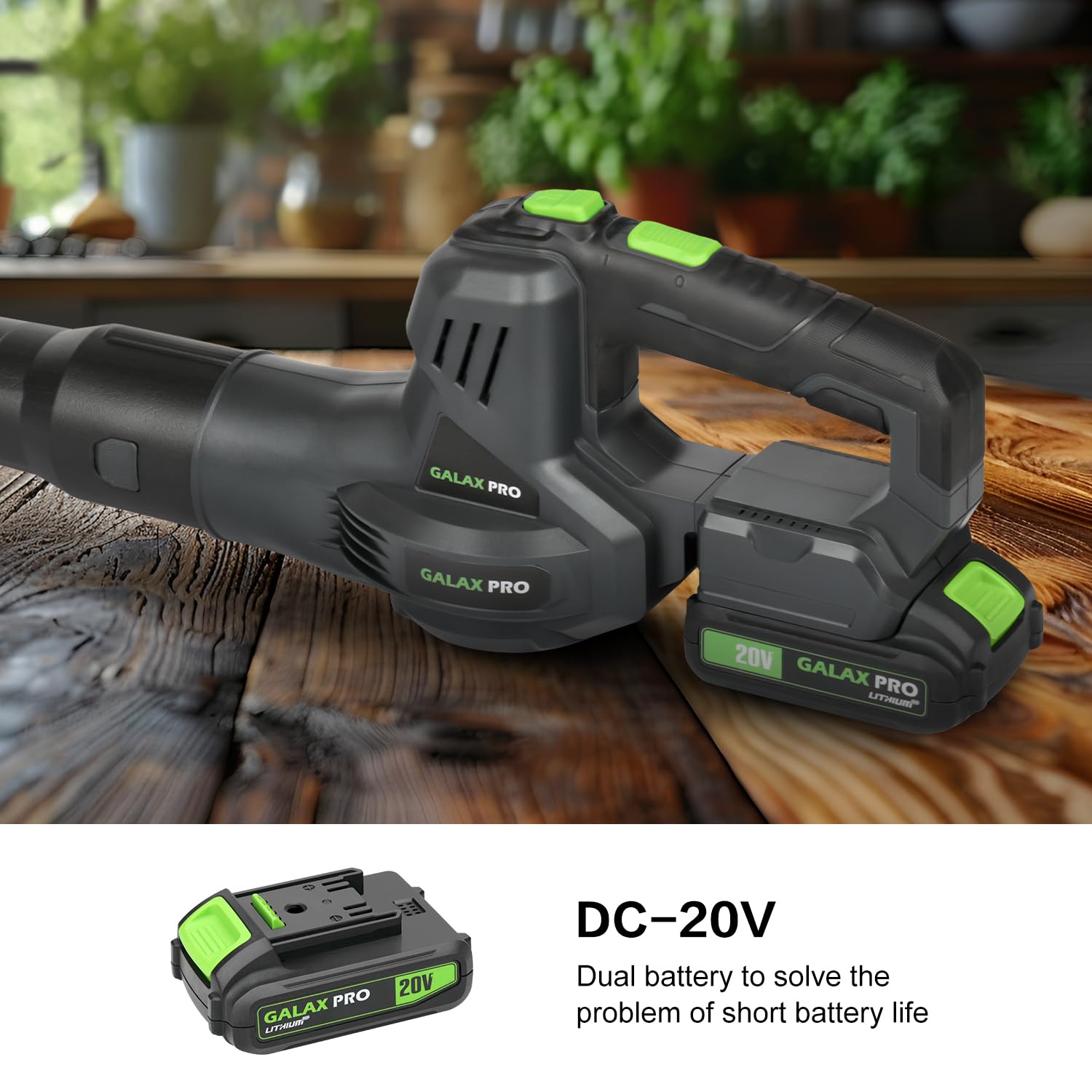 GALAX PRO 20V Powerful Leaf Blower 150MPH 230CMF Air Speed Cordless Leaf Blower with Soft Grip Handle for Working Electric Garden Blower for Lawn Care