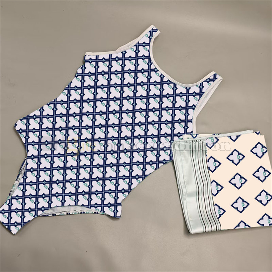 Plaid Pattern Swimsuit Women One Piece Swimwear Cover Belly Bathing Suit Brand Beachwear With Scarf