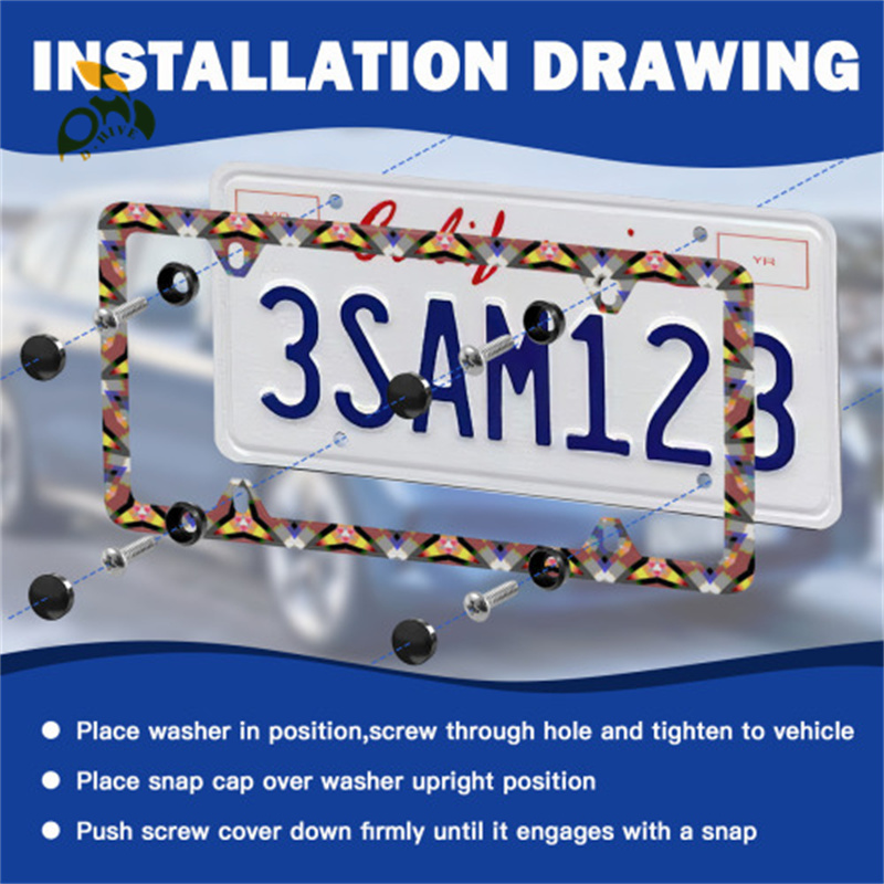 Vertical hole holder (two-piece set) made of stainless steel, easy to install, suitable for holiday gift giving, with a beautiful license plate frame 