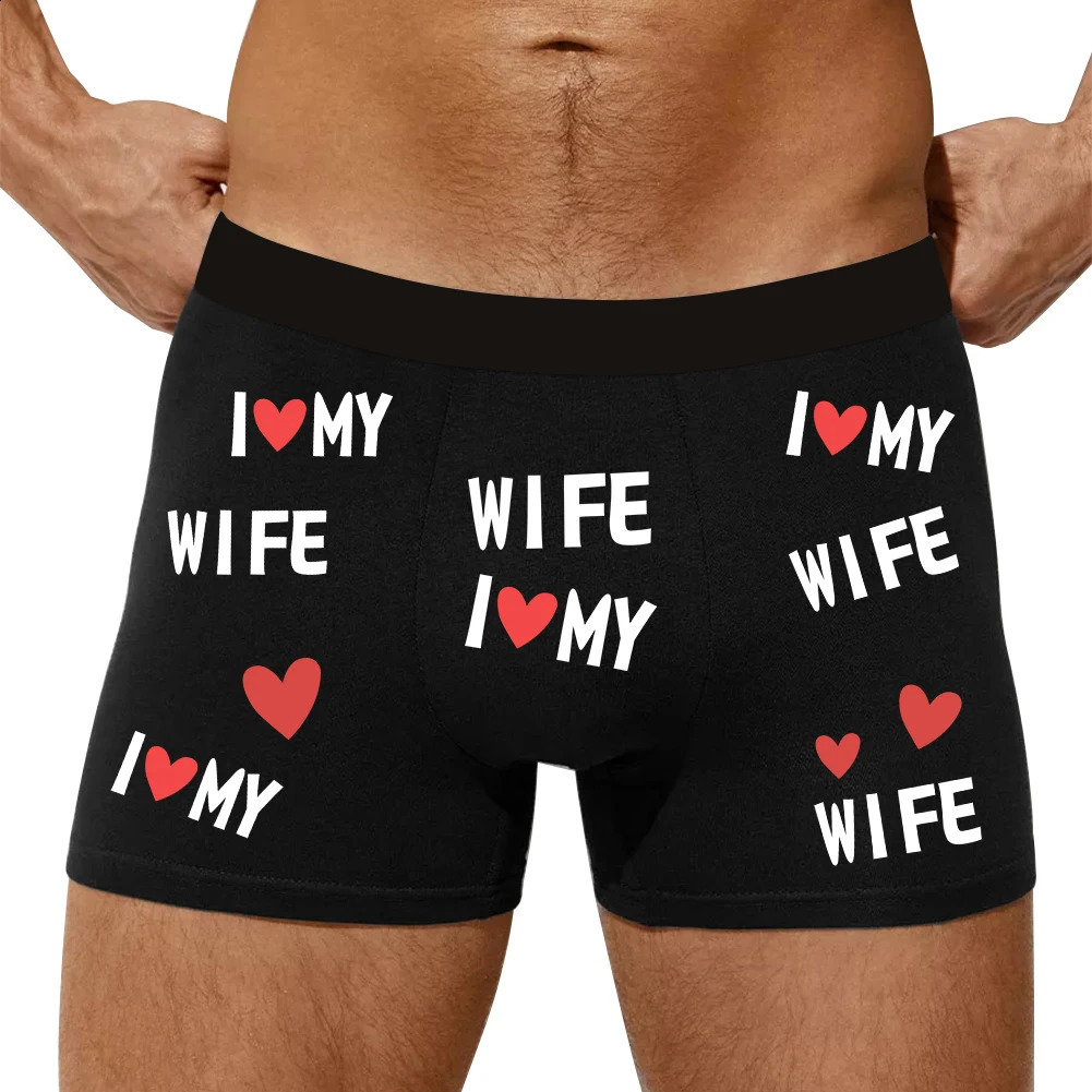 Mens Black Boxer Shorts WithI My Wife Print Comfortable Breathable Underpants Underwear 250519