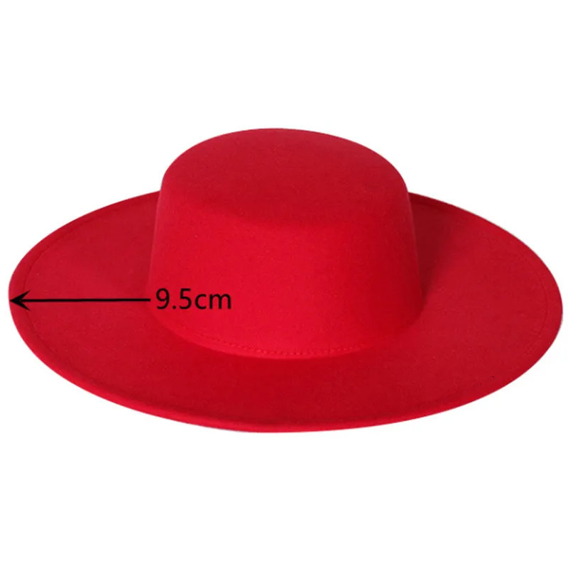9.5cm brim fedora hat winter hat flat brim flat top jazz hat solid color flat side unisex jazz hat wholesale 250603