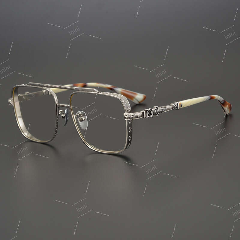 chrome sunglasses High quality, luxurious versatile pure titanium myopia glasses CH8012 square large frame for men and women