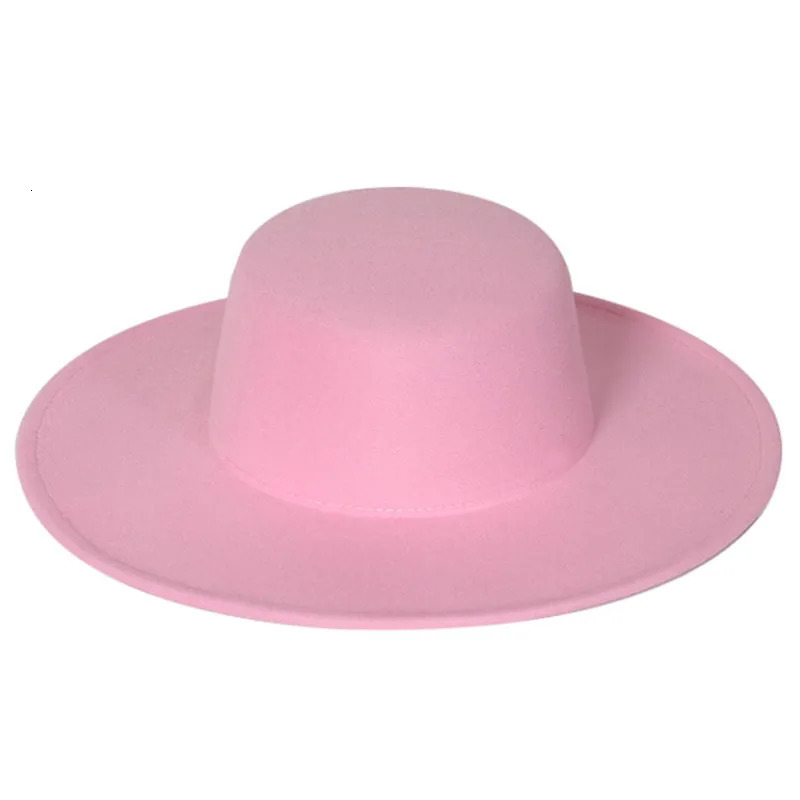 9.5cm brim fedora hat winter hat flat brim flat top jazz hat solid color flat side unisex jazz hat wholesale 250603