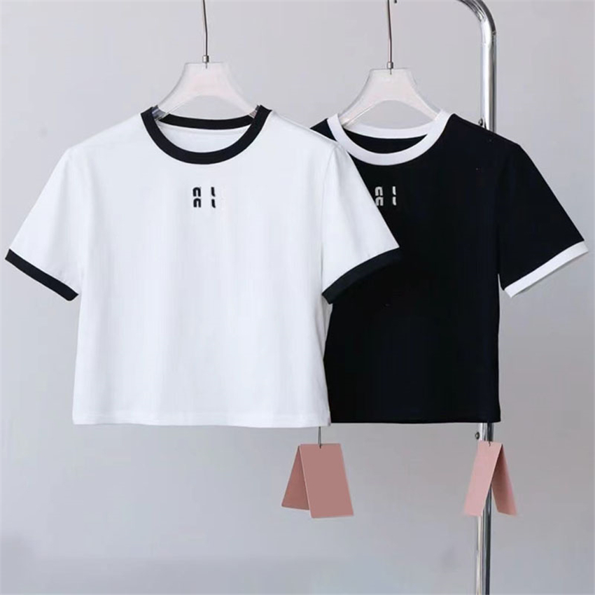 Letters Women Cropped t Shirt Designer Summer Short Sleeve y2k Style Tees Contrast Color Sporty Tennis Shirts