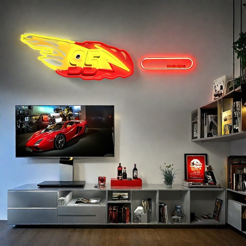 Racing Car Wall Art Neon Sign Sports Car Wall Decor LED Neon Light Garage Art Home Classroom Restaurant Bar Game Room Garage Holiday Gift for Fans