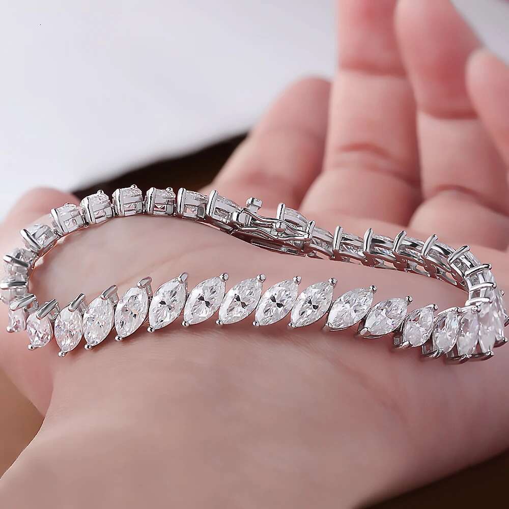 BXINY Luxury Marquise Cut All Moissanite Tennis Bracelet 100% S925 Silver for Women Lab Diamond Hand Chain Gift Jewelry with GRA