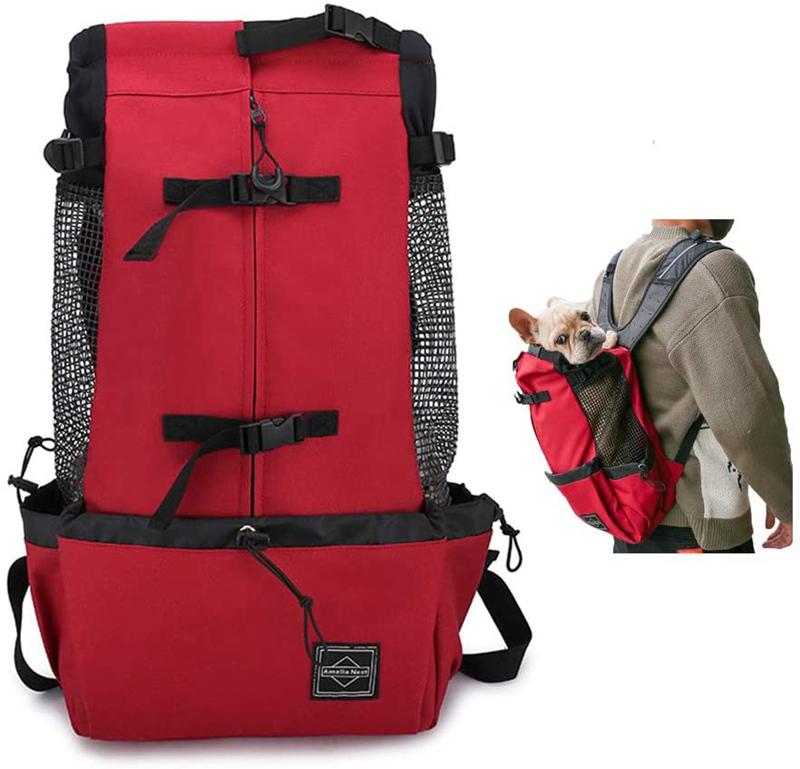 Dog Carrier Adjustable Pet Dogs Backpack for Small Medium Large Doggy Puppy Handbag Extra Pockets, Bike Hiking Motorcycle Convenient for Travel Blue X