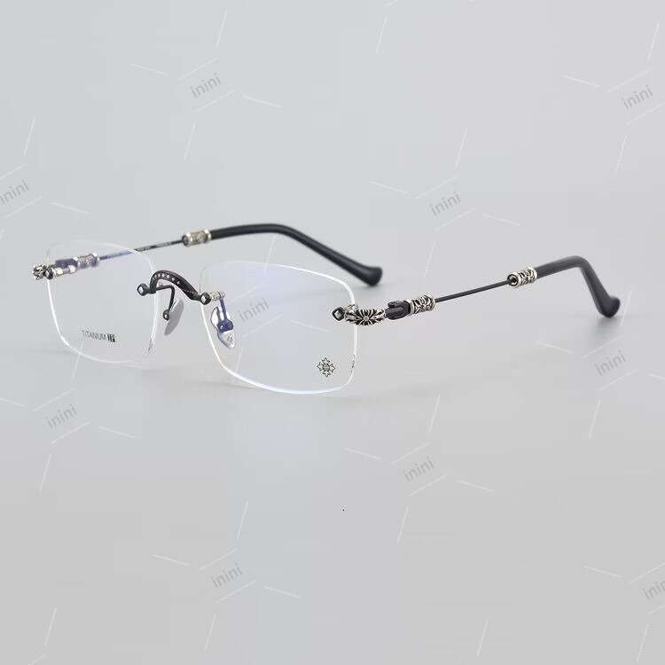 chrome glasses New frameless pure titanium for men's personalized business products, optical with myopia eyeglass frame ch5813