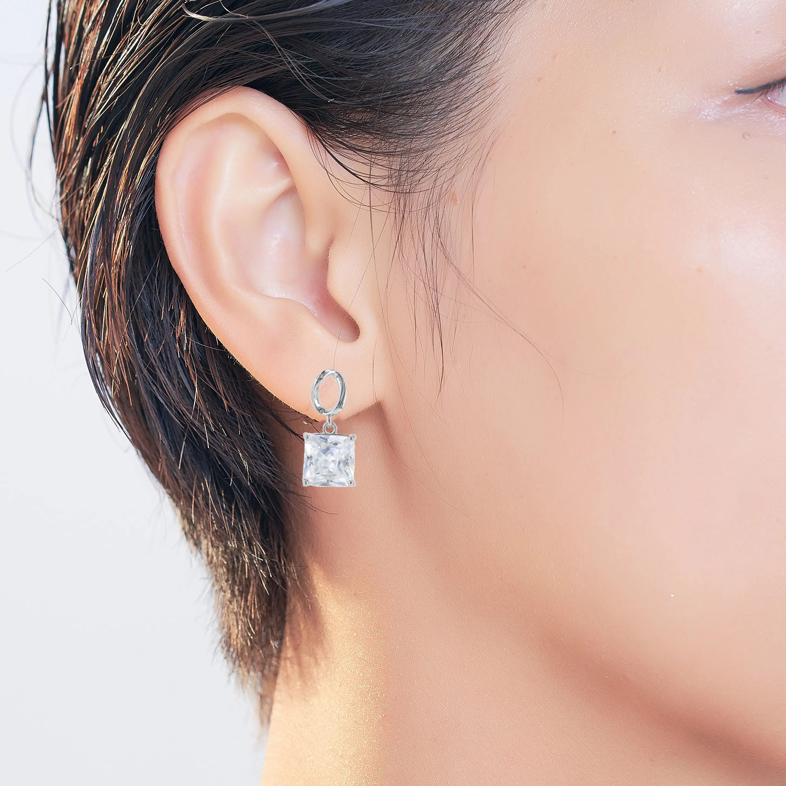 Cushion Princess Cut Bridal Earrings Simple Bride Drop Post Clear Cubic Zirconia Dangle Stud For Wedding Prom Anniversary Daily wear is also very fash