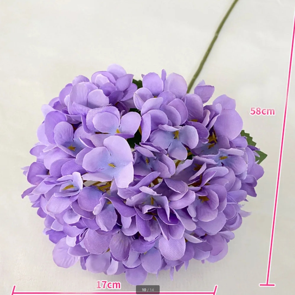 58cm Artificial Flowers Silk Hydrangea Bouque for Wedding Home Party Living Room Table Decoration Accessories