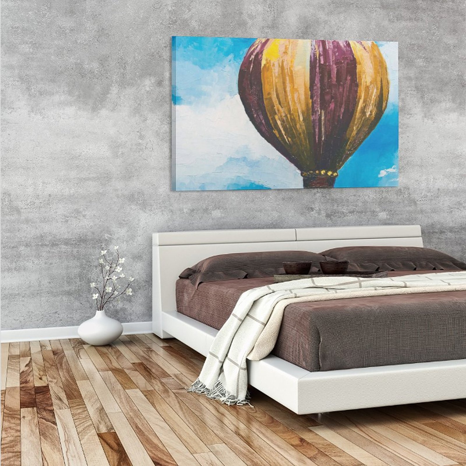 Wall Art Hanging Picture-Rectangle Hot Air Balloon Blue Clouds Dream Frame-style Canvas Prints Wall Painting Decor Print Picture Paintings for Living 