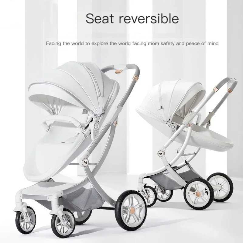 Baby Stroller 2in1/3 In 1Luxury Baby Carriage with Car SeatEggshell Newborn Baby Stroller Leather Baby Carriage High Landscape W250522